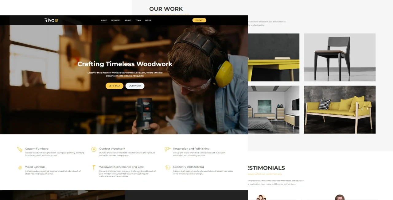 Website design for Riva Woodshop