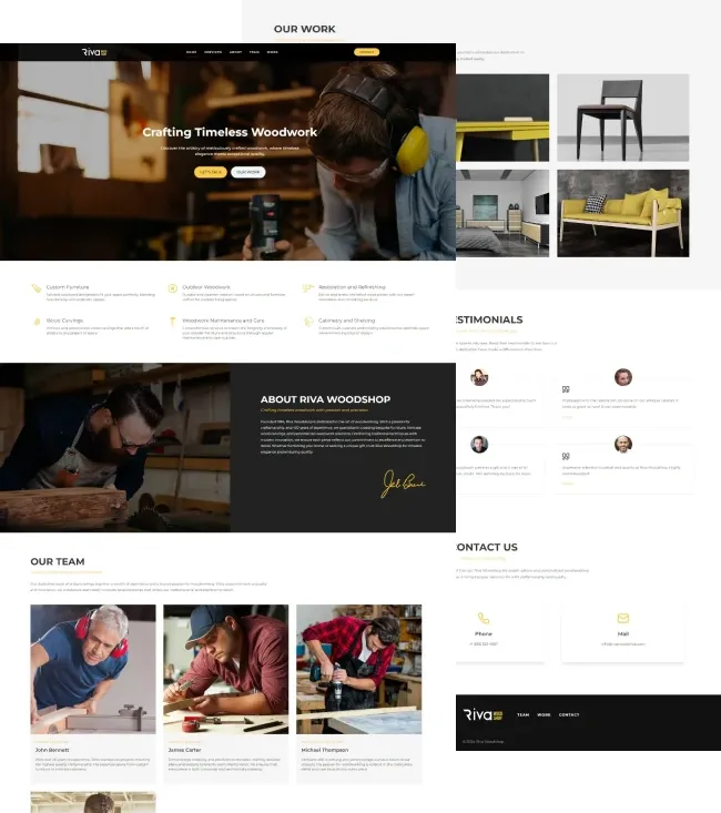 Website design for Riva Woodshop